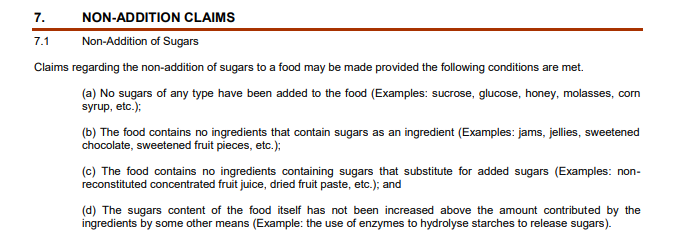Şekersiz gıdalar için codex alimentarius yorumu